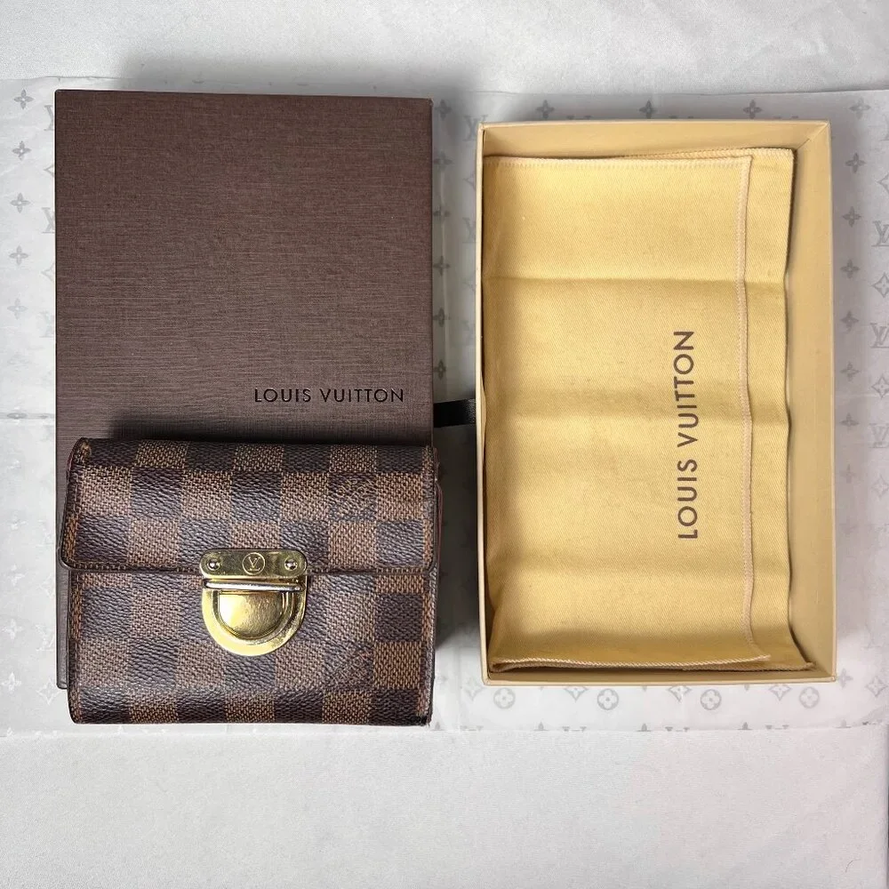 VTG LOUIS VUITTON Portefeuil‎ Koala Ebene Brown Trifold Wallet Brown